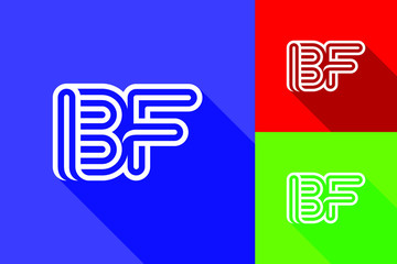 B and F combination Lines Letter Logo. Creative Line Letters Design Template