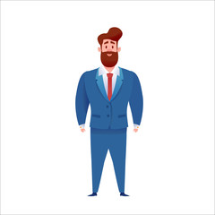 Vector business man in suit standing smiling