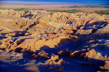 Fototapeta na wymiar Extreme terrain of the Death valley in Atacama desert near San Pedro de Atacama, Chile.