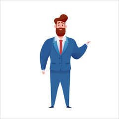 Vector business man in suit standing smiling