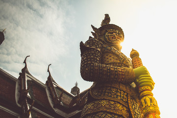 Demon Guandian or Giant Guardian in Wat Phra Kaew Grand Palace (Temple of The Emerald Buddha) in...