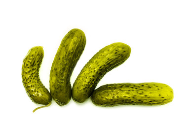 salty cucumbers, on white