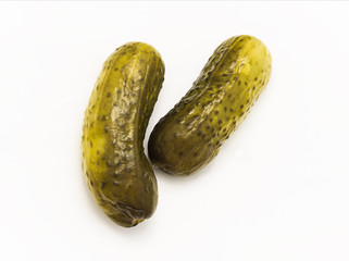 2 pickled cucumbers isolated