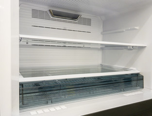 closeup of open refrigerator