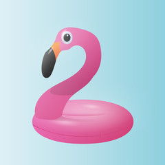 Pink inflatable pool ring. Vector swim flamingo vacation icon. Summer beach or pool toy pattern.