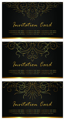 Fototapeta na wymiar Vector set of Invitation card - luxury black and gold style