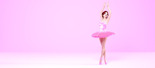 3D Ballerina legs in light classic pointe shoes.
