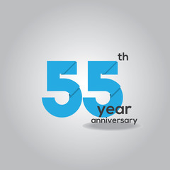 55 Years Anniversary Celebration Blue and White Vector Template Design Illustration