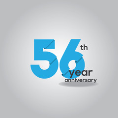 56 Years Anniversary Celebration Blue and White Vector Template Design Illustration