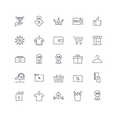 Line icons set. Sale pack. Vector illustration.