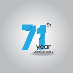 71 Years Anniversary Celebration Blue and White Vector Template Design Illustration