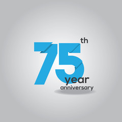 75 Years Anniversary Celebration Blue and White Vector Template Design Illustration