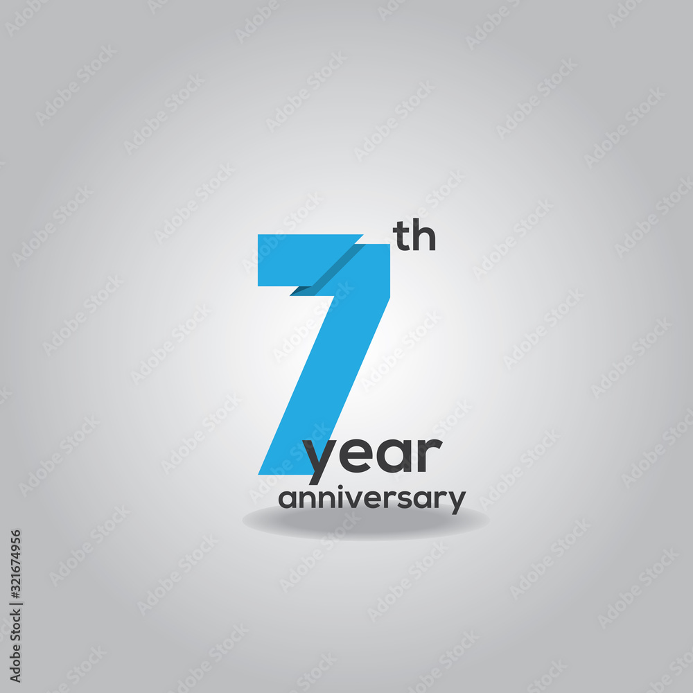 Wall mural 7 years anniversary celebration blue and white vector template design illustration