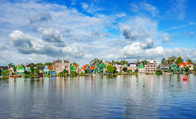Fototapeta na wymiar View of the village of Zaanse Schans s Netherlands.