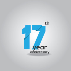 17 Years Anniversary Celebration Blue and White Vector Template Design Illustration