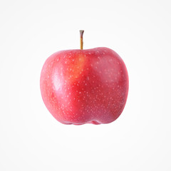 Healthy red single apple isolat on white studio background.