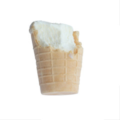 ice cream in a waffle cup. Close-up. Isolated on a white background
