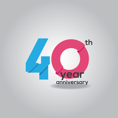 40 Years Anniversary Celebration Blue and White Vector Template Design Illustration