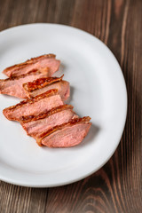 Slices of duck breast