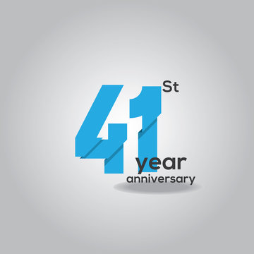 41 Years Anniversary Celebration Blue and White Vector Template Design Illustration