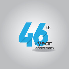 46 Years Anniversary Celebration Blue and White Vector Template Design Illustration