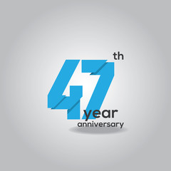 47 Years Anniversary Celebration Blue and White Vector Template Design Illustration