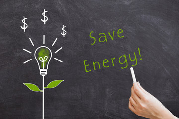 Save Energy auf einer Tafel