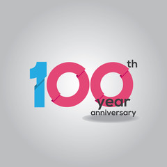 100 Years Anniversary Celebration Blue and White Vector Template Design Illustration