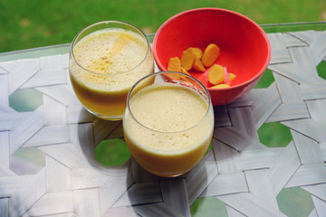 Cold pressed juice with fresh ginger