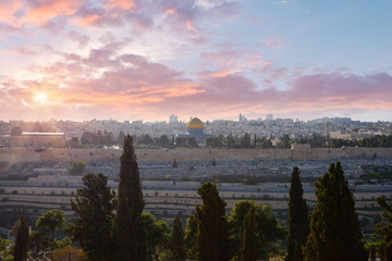 Dome of the Rock and the old city of Jerusalem, Israel