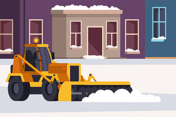 Snow removal street and road process in winter