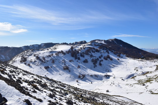 Neve sul parco delle Madonie, Palermo. Sicilia.