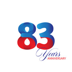 83 Years Anniversary Celebration Red and Blue Vector Template Design Illustration