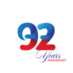 91 Years Anniversary Celebration Red and Blue Vector Template Design Illustration