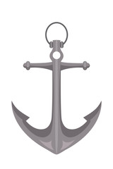 Silver anchor nautical ship equipment on white