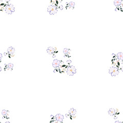 Fashionable cute pattern in nativel flowers. Floral seamless background for textiles, fabrics, covers, wallpapers, print, gift wrapping or any purpose.