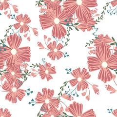 Fashionable cute pattern in nativel flowers. Floral seamless background for textiles, fabrics, covers, wallpapers, print, gift wrapping