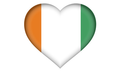 Cote d'Ivoire flag heart