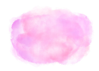 Purple watercolor brush splash cloud background. Ethereal delicate backdrop on white background. Digital abstract illustration artwork with copy space.