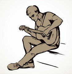 A man plays the guitar. Vector drawing