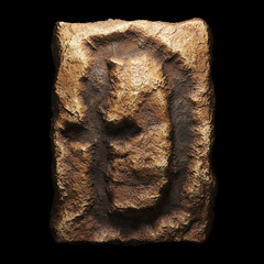 Rocky symbol dashcoin. Font of stone isolated on black background. 3d