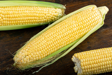 corn crop on wooden background