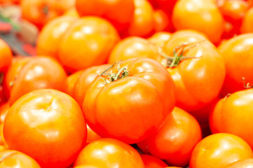Lots of ripe tomatoes in the supermarket