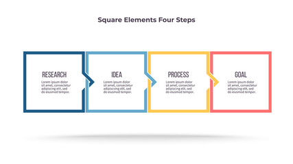 Obraz premium Business infographics. Timeline with 4 steps, options, squares. Vector template.