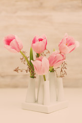 Tulips - bouquet pink tulips in vase