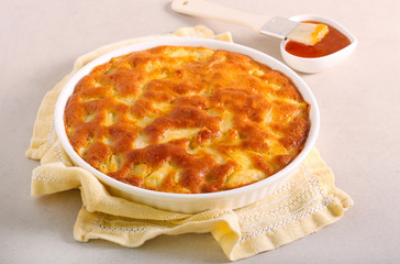 Apricot jam glazed pear cake