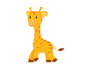 Cute Cartoon Giraffe with Walking Gesture
