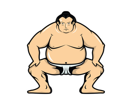 Detailed Sumo with Crouch Stance Gesture Illustration