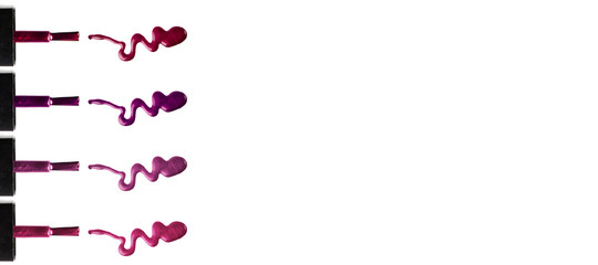 Blots of nail polish isolated on white background