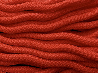 Background texture: bright nylon rope. Tight industrial rope.